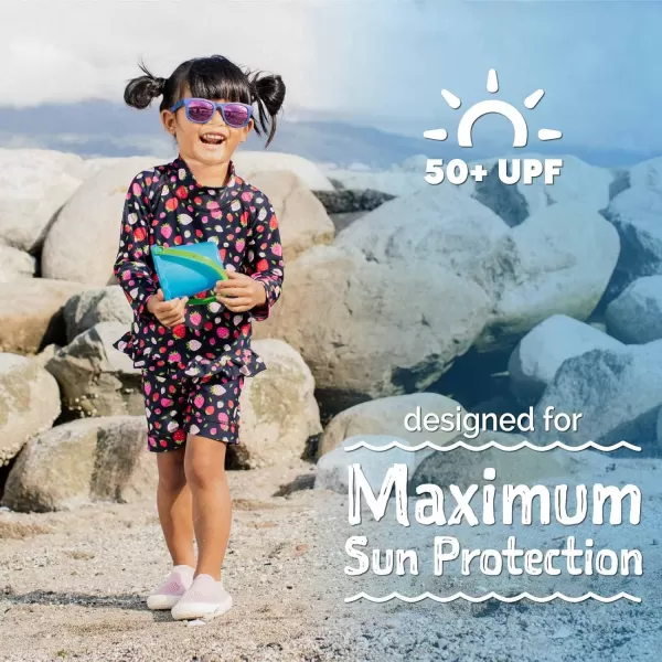 imageJAN ampamp JUL Long Sleeve 2pc UV SwimSuit Set with Shorts Baby Toddler KidsStrawberry
