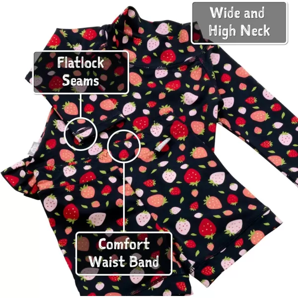 imageJAN ampamp JUL Long Sleeve 2pc UV SwimSuit Set with Shorts Baby Toddler KidsStrawberry