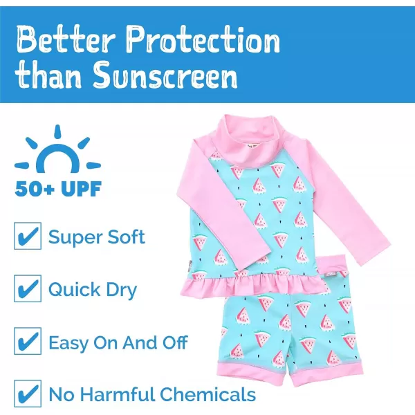 imageJAN ampamp JUL Long Sleeve 2pc UV SwimSuit Set with Shorts Baby Toddler KidsWatermelon