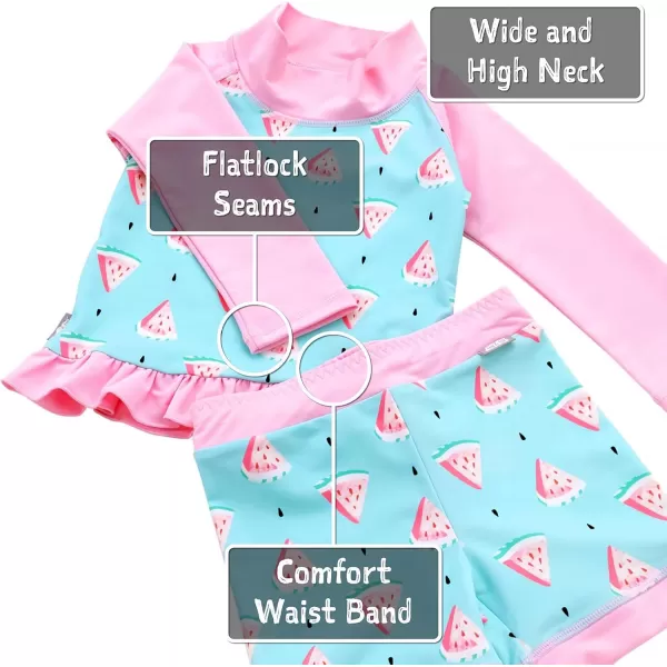 imageJAN ampamp JUL Long Sleeve 2pc UV SwimSuit Set with Shorts Baby Toddler KidsWatermelon