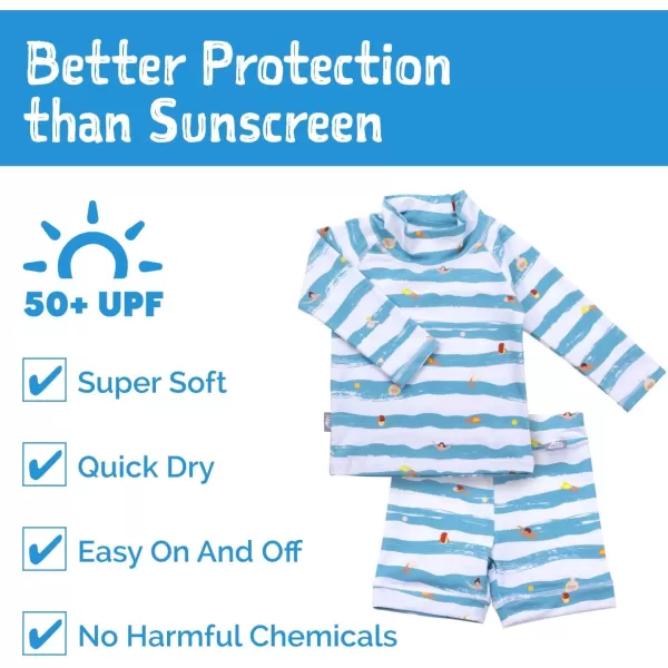 imageJAN ampamp JUL Long Sleeve 2pc UV SwimSuit Set with Shorts Baby Toddler KidsWaterplay