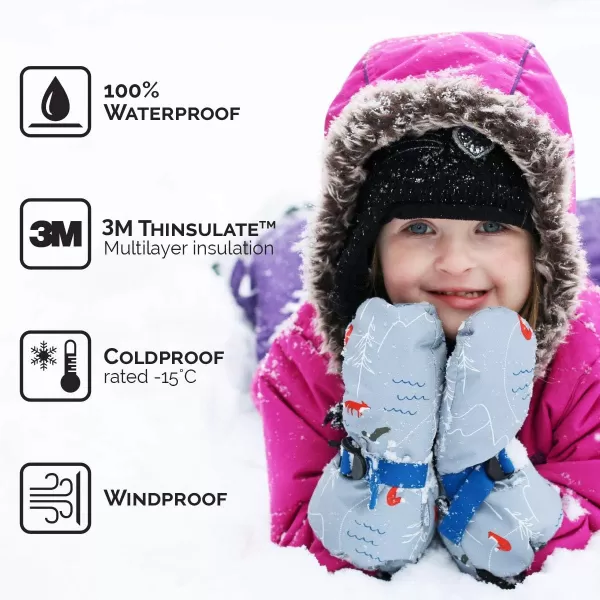 imageJAN ampamp JUL Mittens for Baby Toddler Kids Waterproof Winter Gloves for BoysNo Thumb Woodland Rated 15 