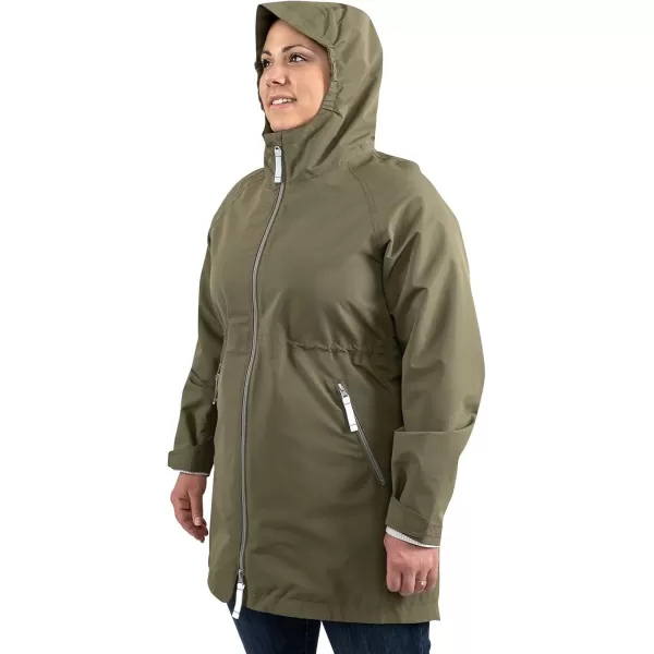 imageJAN ampamp JUL Womens Pacific Rain Jacket Waterproof ThighLength CoatArmy Green