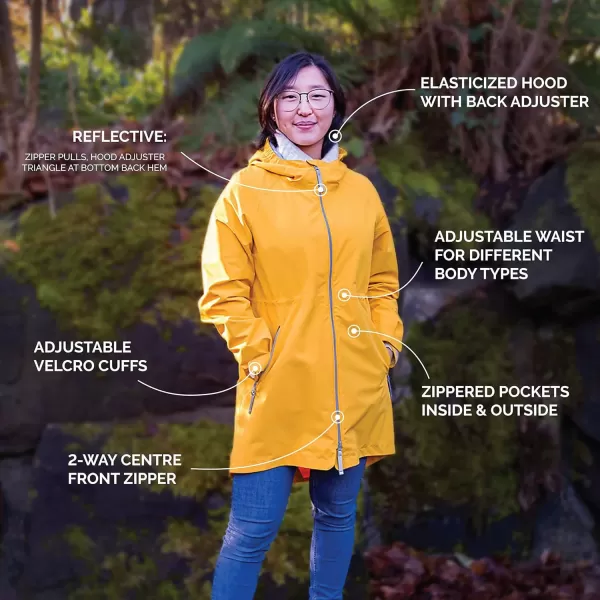 imageJAN ampamp JUL Womens Pacific Rain Jacket Waterproof ThighLength CoatYellow