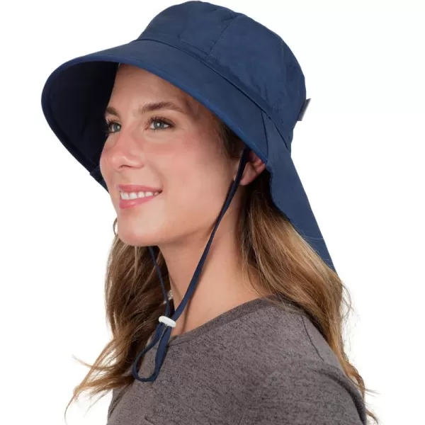 imageJAN ampamp JUL 100 Cotton Adjustable Sun Hat with UV Protection for WomenCotton Adventure Navy  Navy Trim