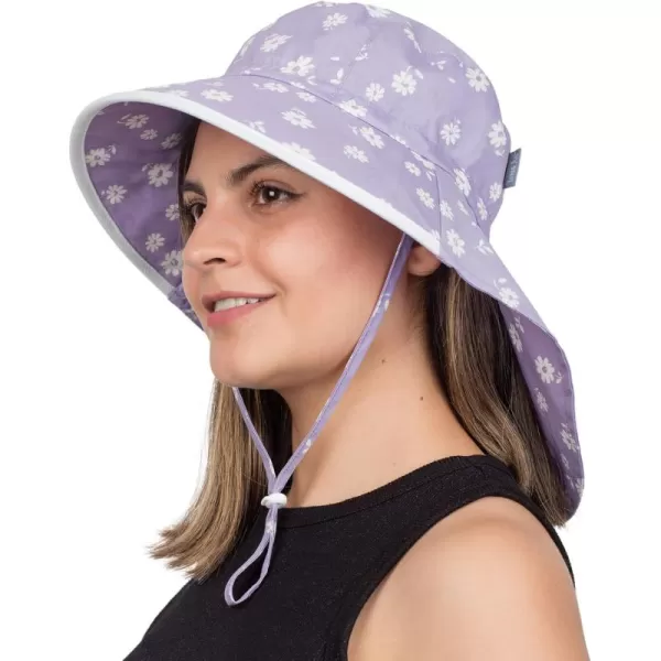 imageJAN ampamp JUL 100 Cotton Adjustable Sun Hat with UV Protection for WomenCotton Adventure Purple Daisy