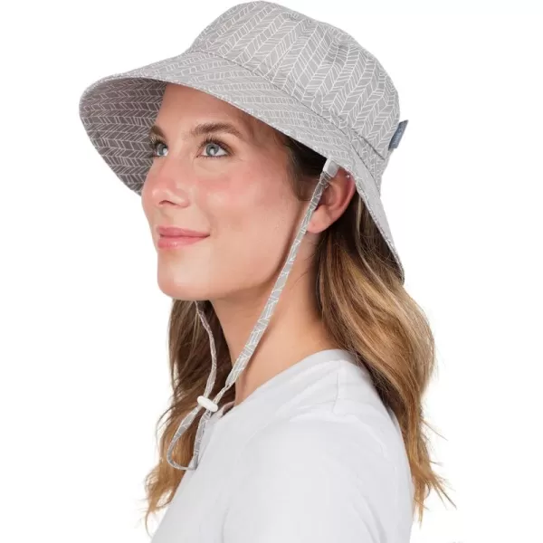 imageJAN ampamp JUL 100 Cotton Adjustable Sun Hat with UV Protection for WomenCotton Bucket Grey Herringbone