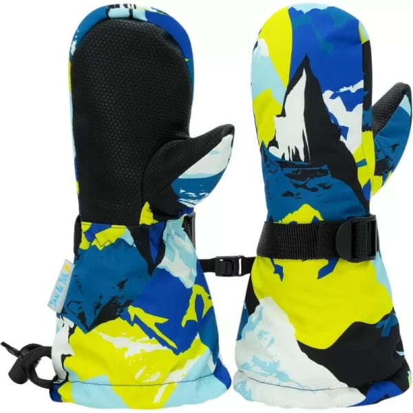 imageJAN ampamp JUL Boys StayOn Snow Mittens Waterproof InsulatedWith Thumb Neon Peaks Rated 15 