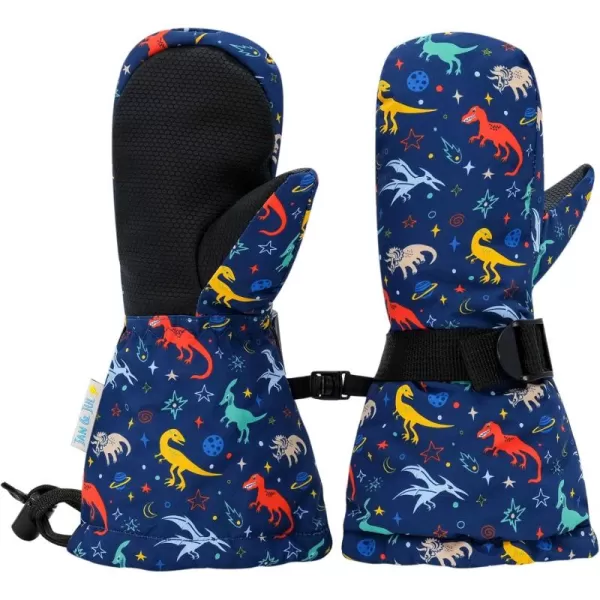 imageJAN ampamp JUL Boys StayOn Snow Mittens Waterproof InsulatedWith Thumb Space Dinos Rated 15 