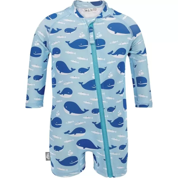 imageJAN ampamp JUL Long Sleeve 1pc UV Jumpsuit Rash Guard Baby ToddlerBlue Whale