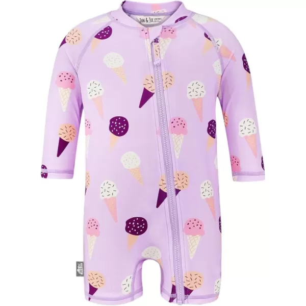 imageJAN ampamp JUL Long Sleeve 1pc UV Jumpsuit Rash Guard Baby ToddlerLavender Ice Cream