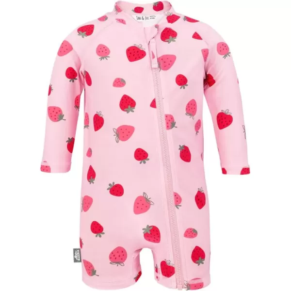 imageJAN ampamp JUL Long Sleeve 1pc UV Jumpsuit Rash Guard Baby ToddlerPink Strawberry