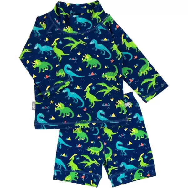 imageJAN ampamp JUL Long Sleeve 2pc UV SwimSuit Set with Shorts Baby Toddler KidsDinoland