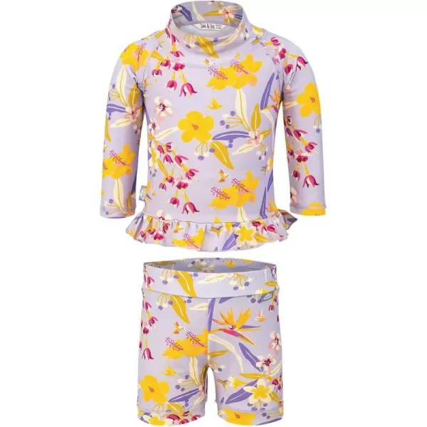 imageJAN ampamp JUL Long Sleeve 2pc UV SwimSuit Set with Shorts Baby Toddler KidsTropical Bloom