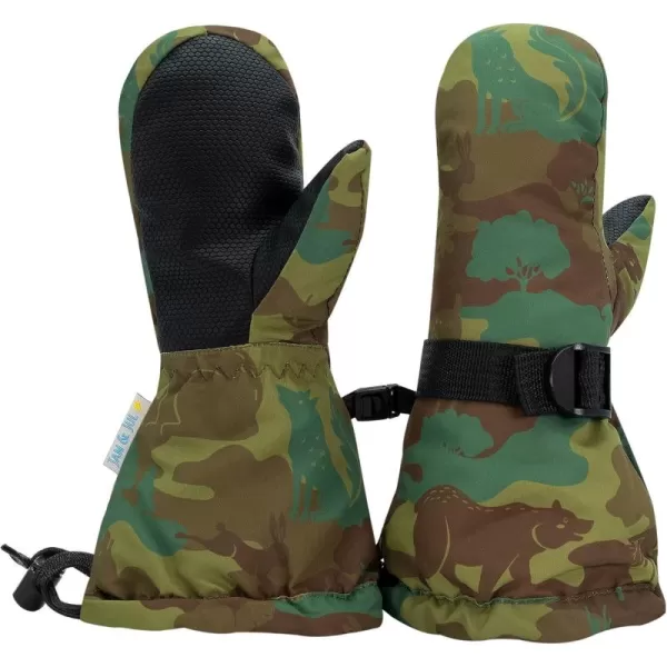 imageJAN ampamp JUL Mittens for Baby Toddler Kids Waterproof Winter Gloves for BoysWith Thumb Woodland Camo Rated 15 