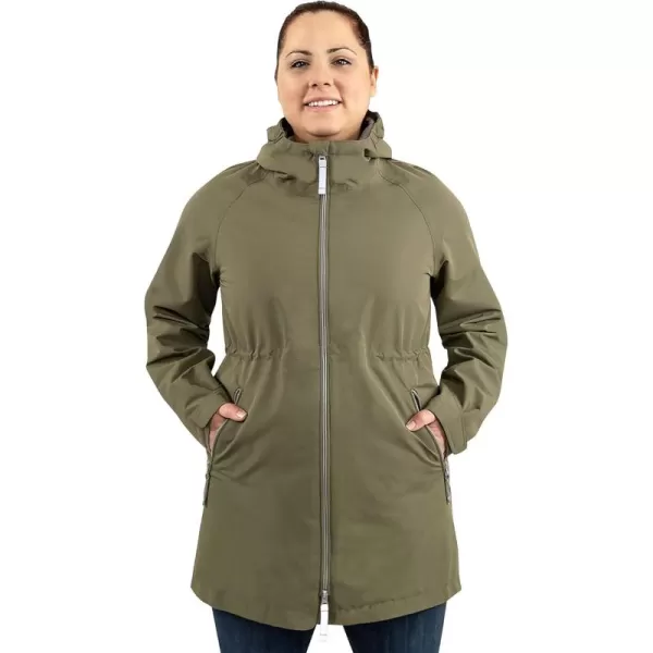 imageJAN ampamp JUL Womens Pacific Rain Jacket Waterproof ThighLength CoatArmy Green