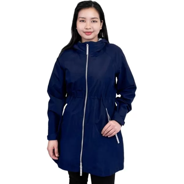 imageJAN ampamp JUL Womens Pacific Rain Jacket Waterproof ThighLength CoatNavy