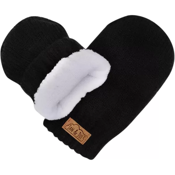 imageJAN ampamp JUL Fleece Lined Knit Mittens for Baby and ToddlerThumbless Mitten Black