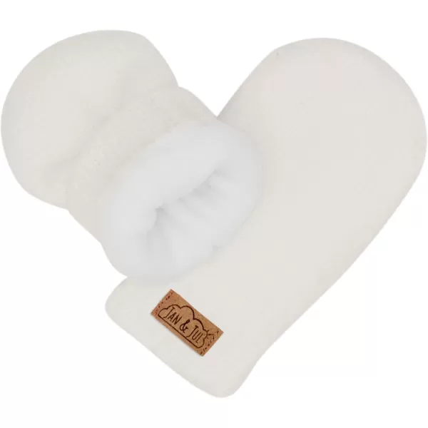 imageJAN ampamp JUL Fleece Lined Knit Mittens for Baby and ToddlerThumbless Mitten Cream