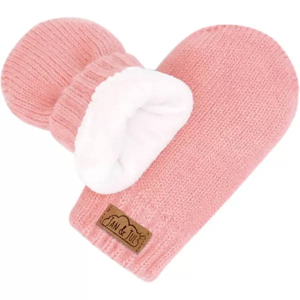 imageJAN ampamp JUL Fleece Lined Knit Mittens for Baby and ToddlerThumbless Mitten Dusty Pink