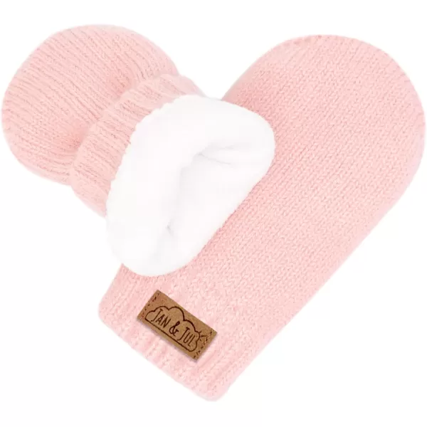 imageJAN ampamp JUL Fleece Lined Knit Mittens for Baby and ToddlerThumbless Mitten Light Pink