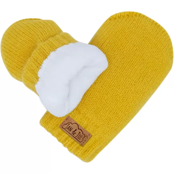 imageJAN ampamp JUL Fleece Lined Knit Mittens for Baby and ToddlerThumbless Mitten Mustard