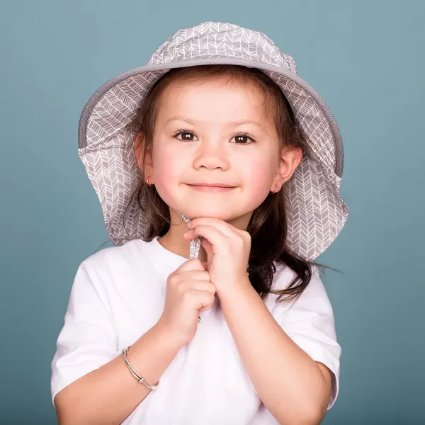 imageJAN ampamp JUL Girls GrowwithMe Cotton Adventure Sun Hat with Large BrimGrey Herringbone