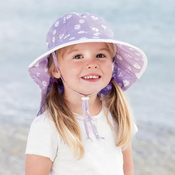 imageJAN ampamp JUL Girls GrowwithMe Cotton Adventure Sun Hat with Large BrimPurple Daisy