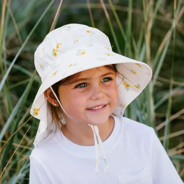 imageJAN ampamp JUL Girls GrowwithMe Cotton Adventure Sun Hat with Large BrimYellow Flower