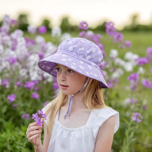 imageJAN ampamp JUL Girls GrowwithMe Cotton Bucket SunHats for Baby and KidsPurple Daisy