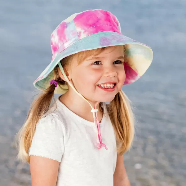 imageJAN ampamp JUL Girls GrowwithMe Cotton Bucket SunHats for Baby and KidsWatermelon Tiedye