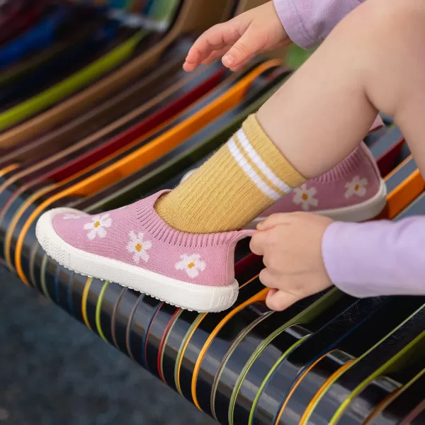 imageJAN ampamp JUL Machine Washable Knit Shoes  Breathable LightWeight Sneakers BabyToddlerLittle KidGraphic Knit Shoes Pink Daisy