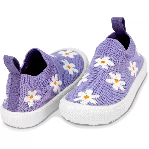 imageJAN ampamp JUL Machine Washable Knit Shoes  Breathable LightWeight Sneakers BabyToddlerLittle KidGraphic Knit Shoes Purple Daisy