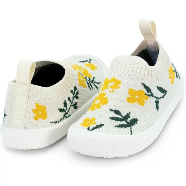 imageJAN ampamp JUL Machine Washable Knit Shoes  Breathable LightWeight Sneakers BabyToddlerLittle KidGraphic Knit Shoes Yellow Flowers