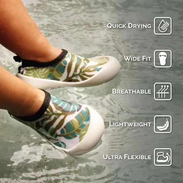 imageJAN ampamp JUL QuickDry Water Shoes for Baby ampamp Toddler with Flexible SolesGreen Tropical