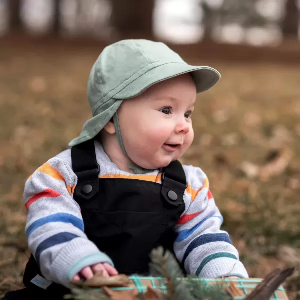 imageJAN ampamp JUL Sun Soft Baby Cap  Cotton Neck Flap Hat for LittlesJuniper Green