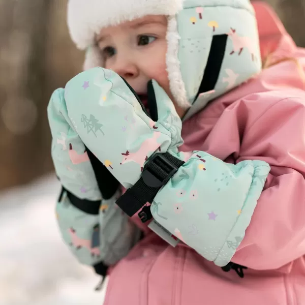 imageJAN ampamp JUL Waterproof Insulated Thumbless Winter Mittens for Baby GirlsMinty Forest