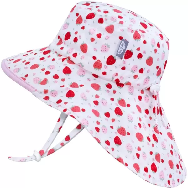 imageJAN ampamp JUL Girls GrowwithMe Cotton Adventure Sun Hat with Large BrimStrawberry