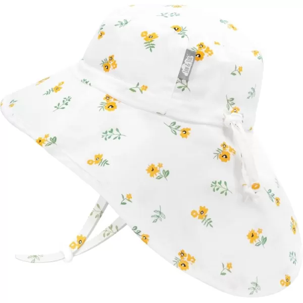 imageJAN ampamp JUL Girls GrowwithMe Cotton Adventure Sun Hat with Large BrimYellow Flower