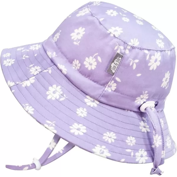 imageJAN ampamp JUL Girls GrowwithMe Cotton Bucket SunHats for Baby and KidsPurple Daisy