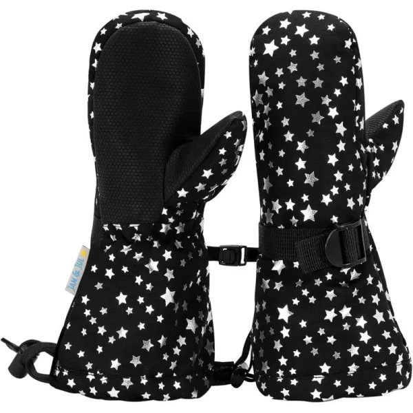 imageJAN ampamp JUL Mittens for Baby Toddler Kids Waterproof Insulated Winter Gloves for GirlsWith Thumb Black Star Rated 15 