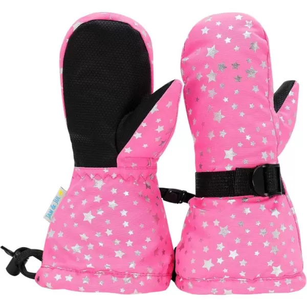 imageJAN ampamp JUL Mittens for Baby Toddler Kids Waterproof Insulated Winter Gloves for GirlsWith Thumb Watermelon Pink Star Rated 15 