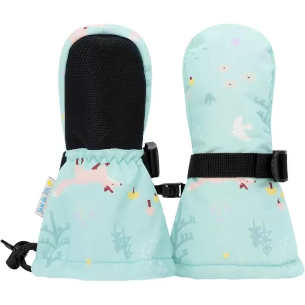 imageJAN ampamp JUL Waterproof Insulated Thumbless Winter Mittens for Baby GirlsMinty Forest