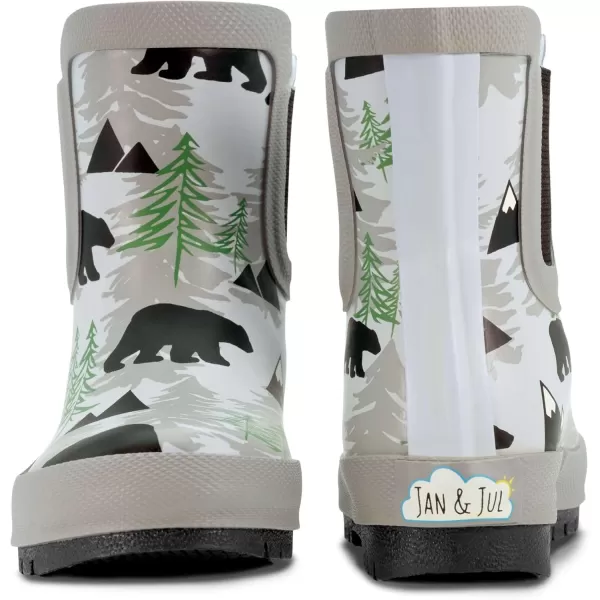 imageBaby Toddler Kids Natural Rubber Rain Boots Easyon with Soft Cotton Lining for Girls BoysBear With Elastic