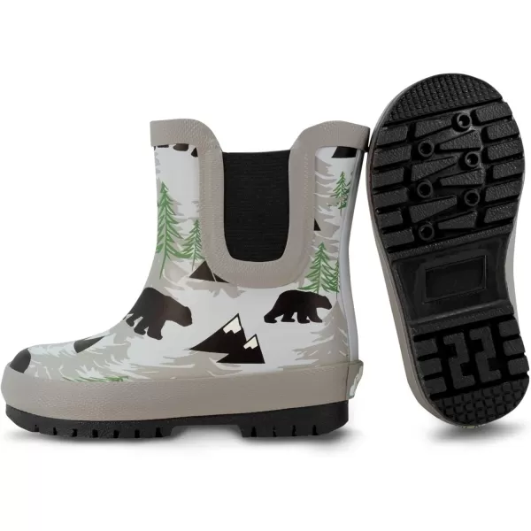 imageBaby Toddler Kids Natural Rubber Rain Boots Easyon with Soft Cotton Lining for Girls BoysBear With Elastic