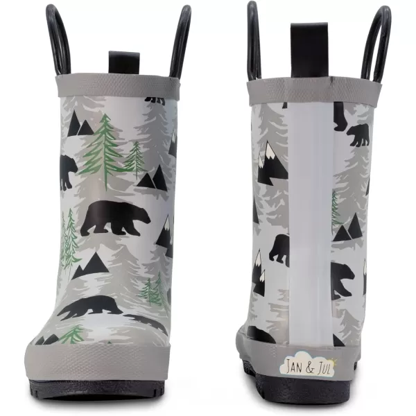 imageBaby Toddler Kids Natural Rubber Rain Boots Easyon with Soft Cotton Lining for Girls BoysBear With Handles