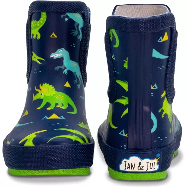 imageBaby Toddler Kids Natural Rubber Rain Boots Easyon with Soft Cotton Lining for Girls BoysDinoland With Elastic