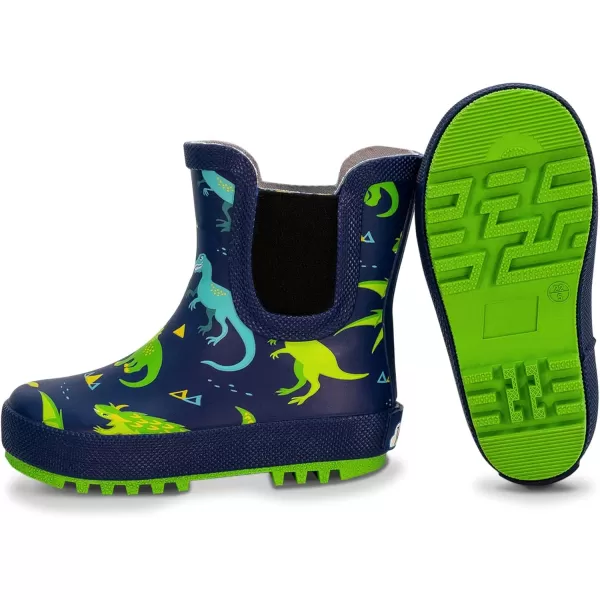 imageBaby Toddler Kids Natural Rubber Rain Boots Easyon with Soft Cotton Lining for Girls BoysDinoland With Elastic