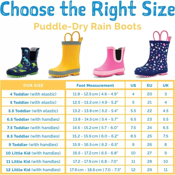 imageBaby Toddler Kids Natural Rubber Rain Boots Easyon with Soft Cotton Lining for Girls BoysDinoland With Elastic