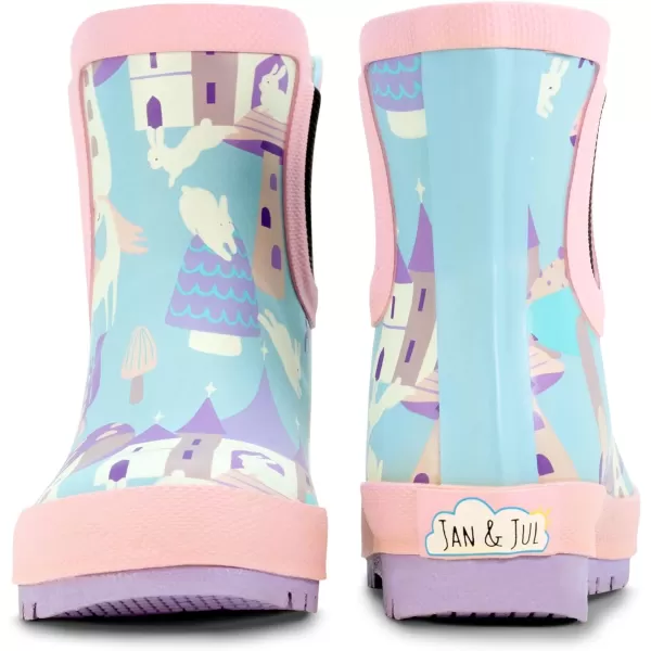 imageBaby Toddler Kids Natural Rubber Rain Boots Easyon with Soft Cotton Lining for Girls BoysEnchanted With Elastic